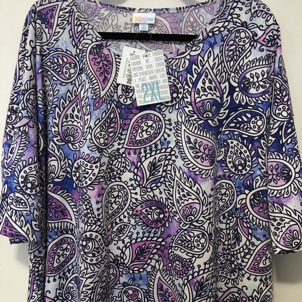 LuLaRoe Purple Paisley Irma Tunic Top 2XL 💜